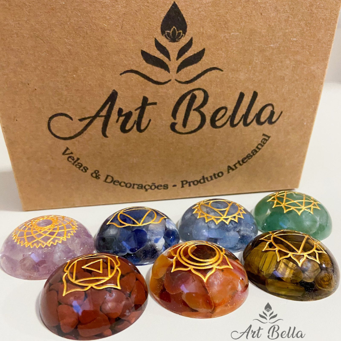 Kit orgonite 07 chakras-pedras naturais. Reiki - yoga - meditação