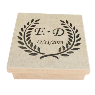 10 Caixas 15x15x5 Com Brasão Ramo Personalizado e Data Casamento Noivado.