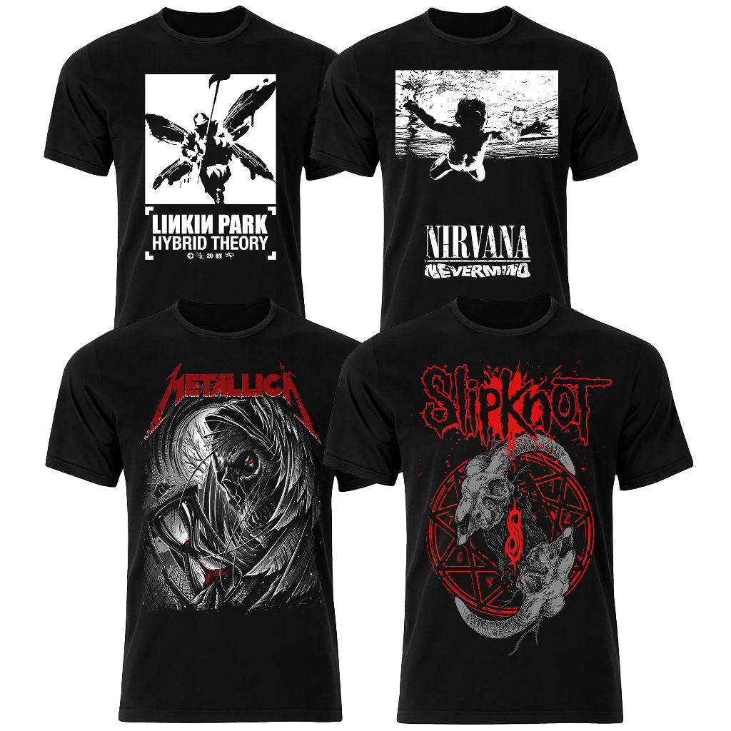 camisa camiseta de banda de rock Slipknot Linkin park Nirvana Metallica