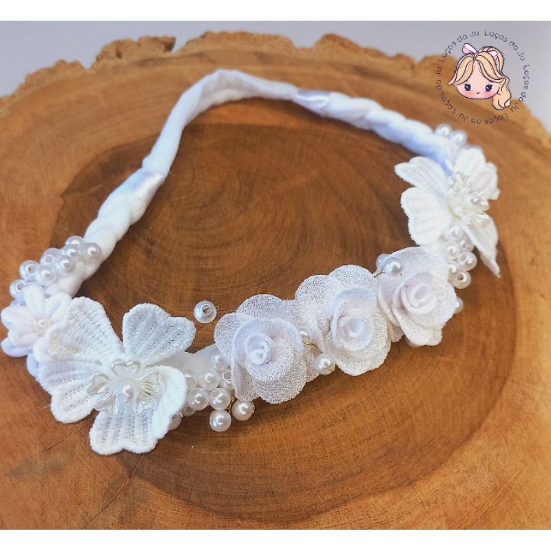 Tiara faixinha para batismo Shopee Brasil