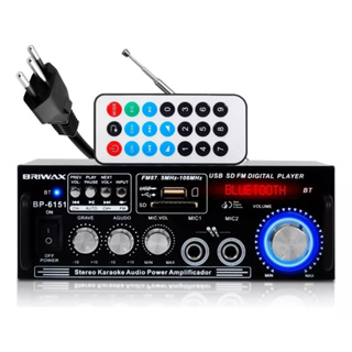 Amplificador Áudio Receiver 200w Bluetooth Usb Fm Karaokê Som Ambiente
