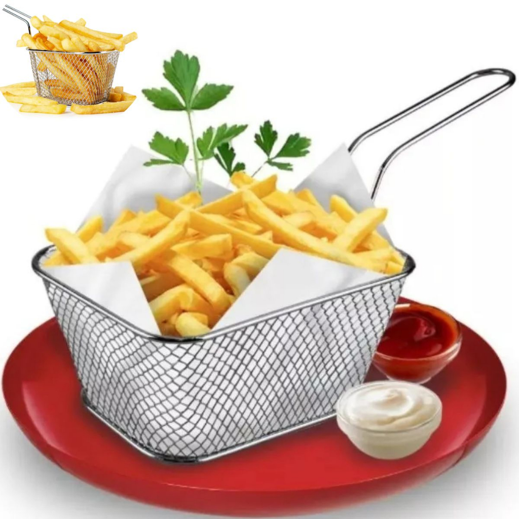 Mini Cesto Inox Para Batata Frita Porções Frangos Churros Fritura ...