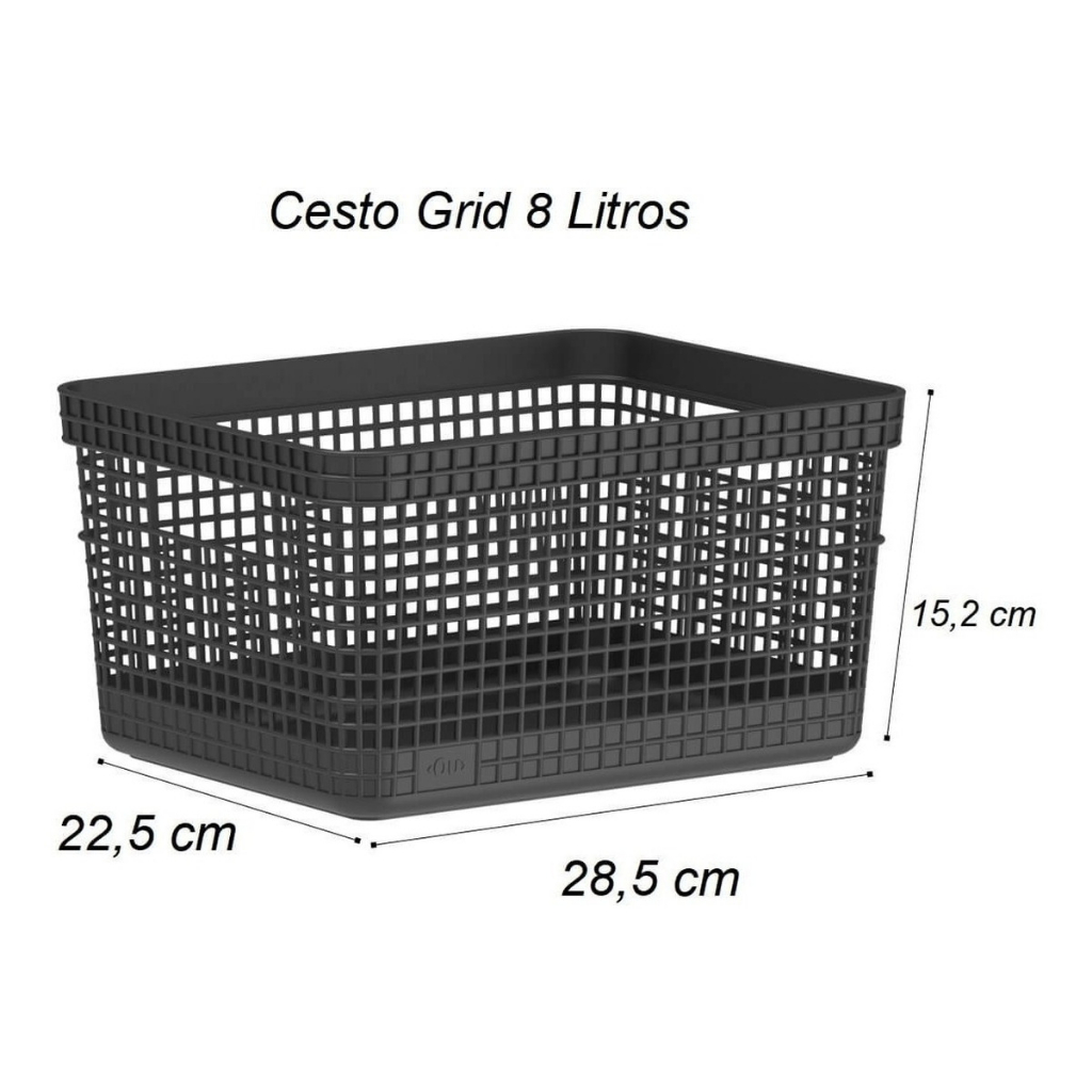 Cesto Organizador Caixa Organizadora Brinquedos Grid 8l - Ou