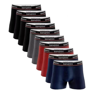 Kit 10 Cuecas Boxer Sandrini Algodão Plus Size