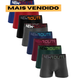 Kit com 10 - Cueca Box Boxer NEW ROUTE - Microfibra Lisa e Estampada