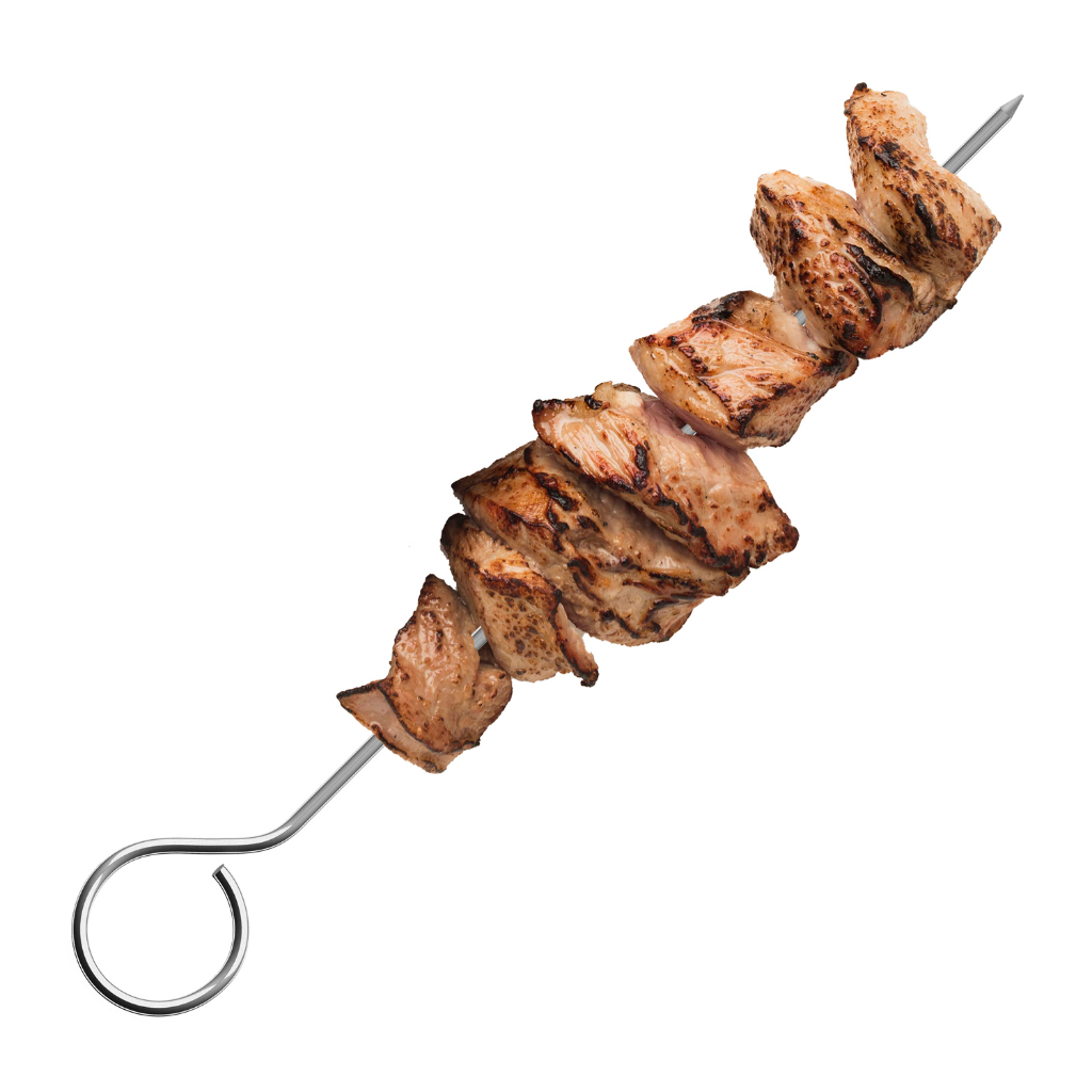 Vara de aço inoxidável do espeto do churrasco de 50 pces, espetos  reutilizáveis do ferro do kebab para o piquenique de acampamento