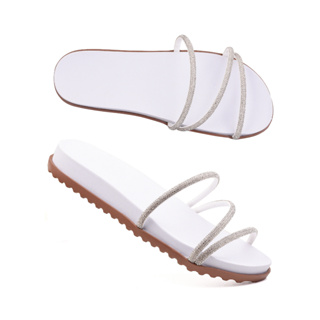 Sandália Papete Feminina Birken Rasteirinha Chinelo Brilho Strass Confortável