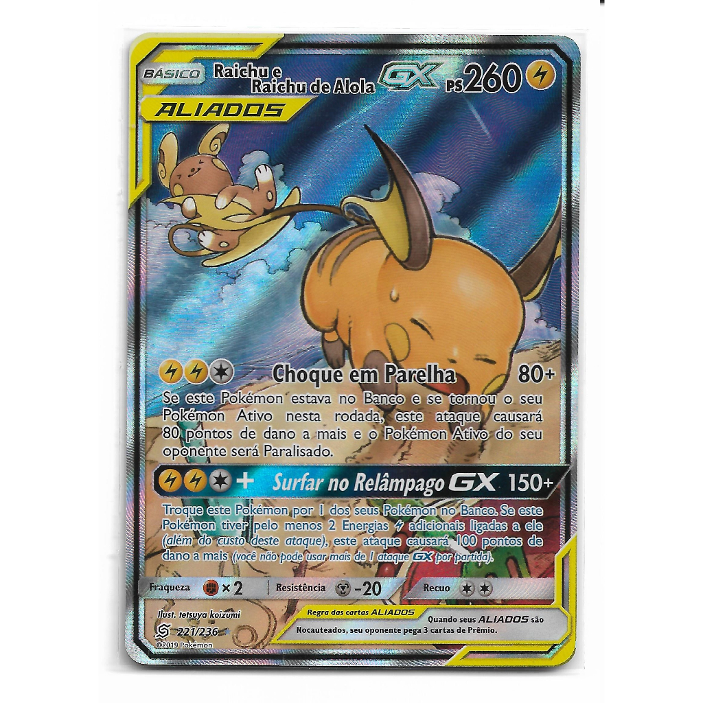 Carta Pok Mon Raichu Raichu De Alola Gx Ptbr Original Shopee Brasil