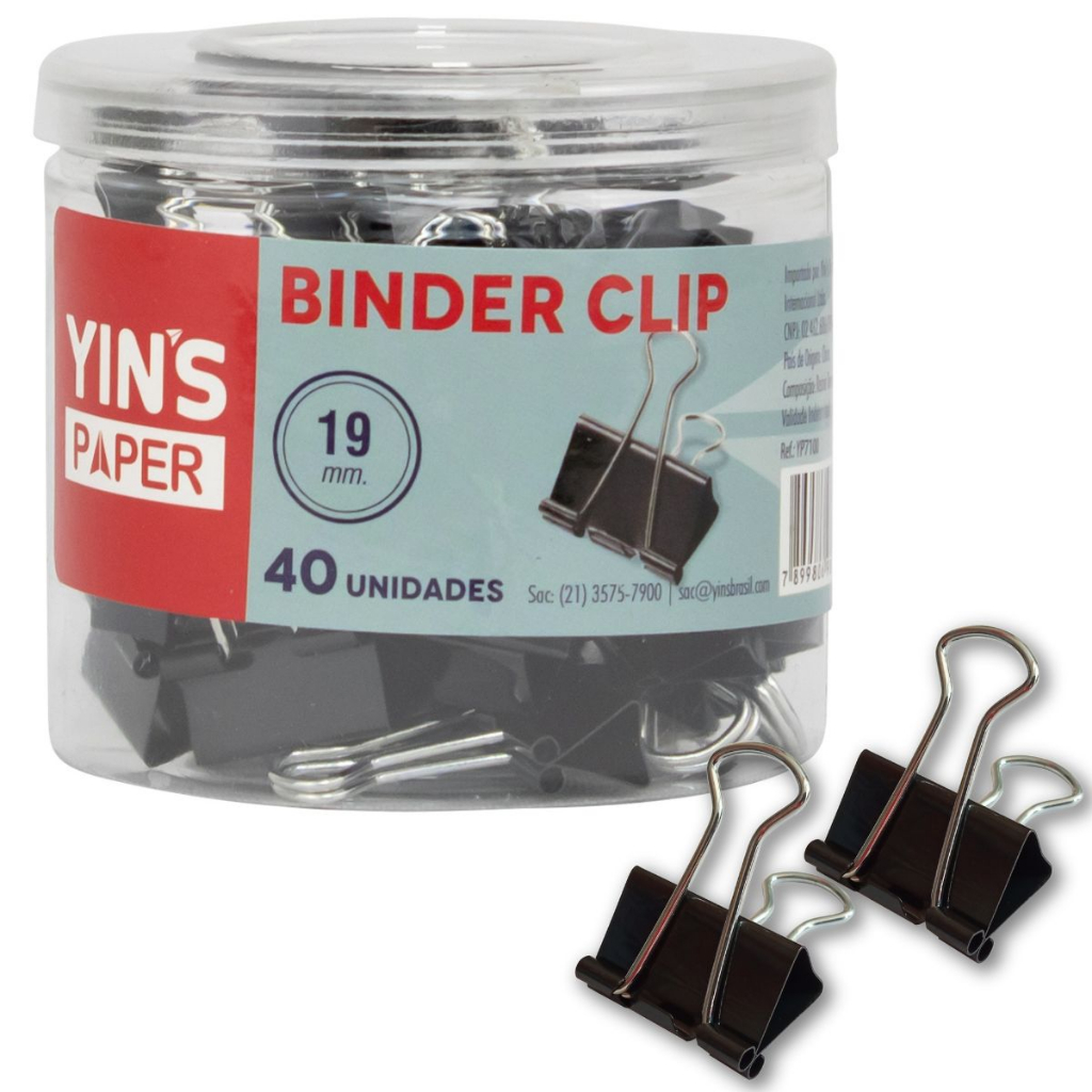 Prendedor De Papel Binder Clip 19mm Caixa Com 40 Unidades