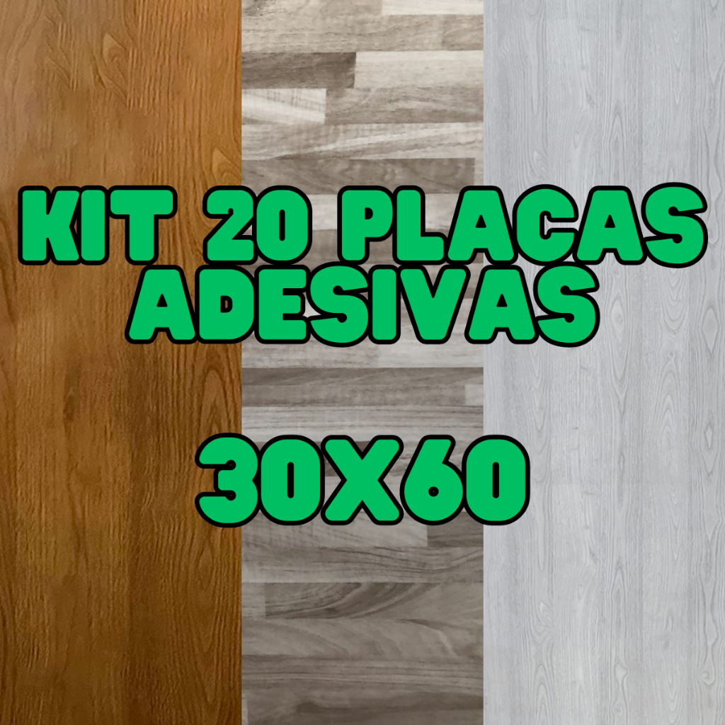 Kit 20 Placas Adesivas Ripa Madeira de Parede 30x60 Impermeável e Lavavel Autocolantes