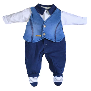 Macacão Bebe Menino Malha 100% Algodão Colete Esporte Fino RN ao M