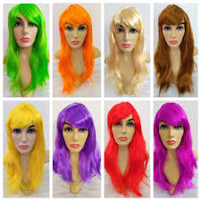 Peruca longa lisa varias cores colorida cosplay comemoração eventos decoração