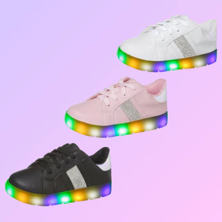 Tenis Infantil Feminino Com Luz Led Confortável Moda Luxo