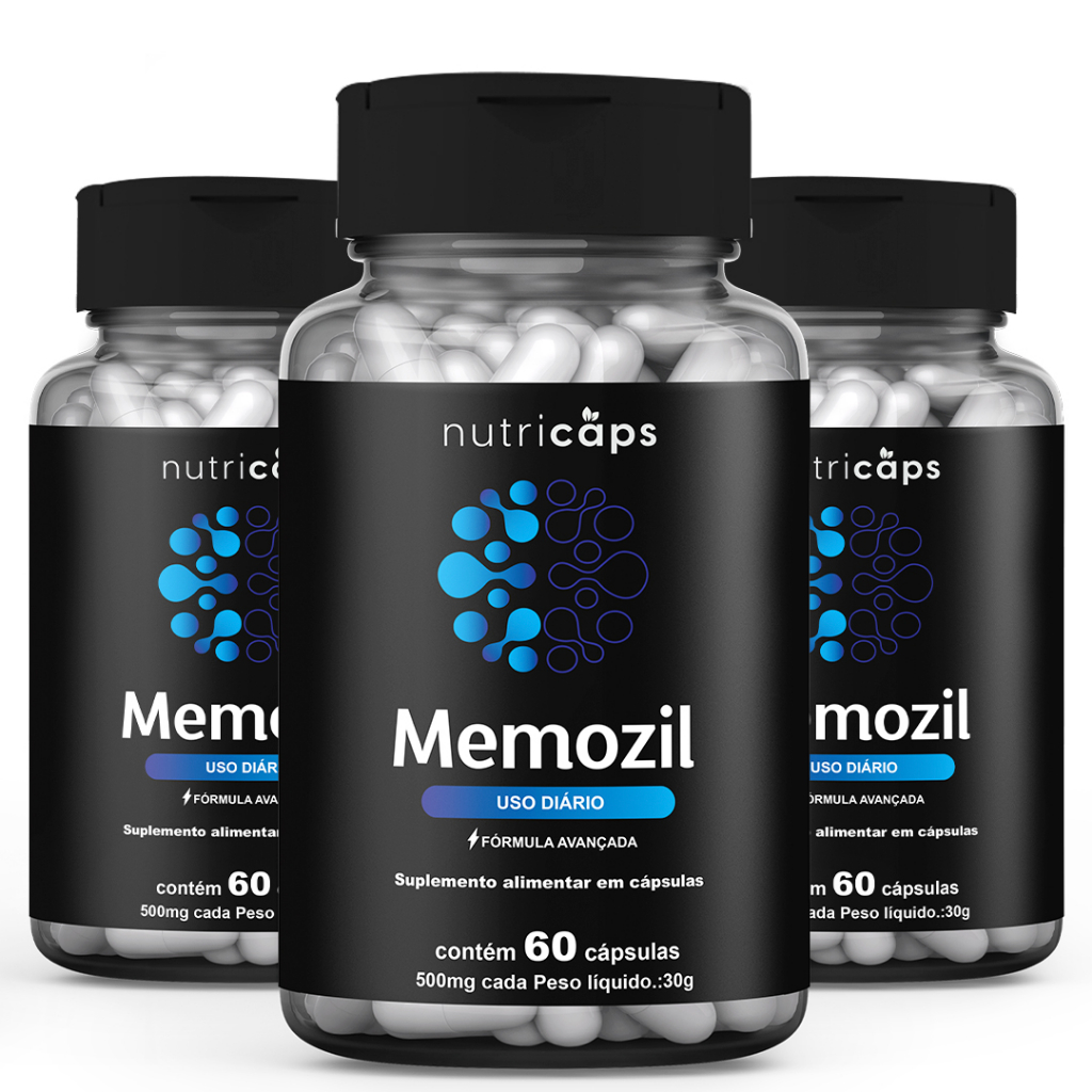 Pague 2 Leve 3 Memozil Original 60 Cápsulas - Memória e Concentração - Suplemento Alimentar Natural