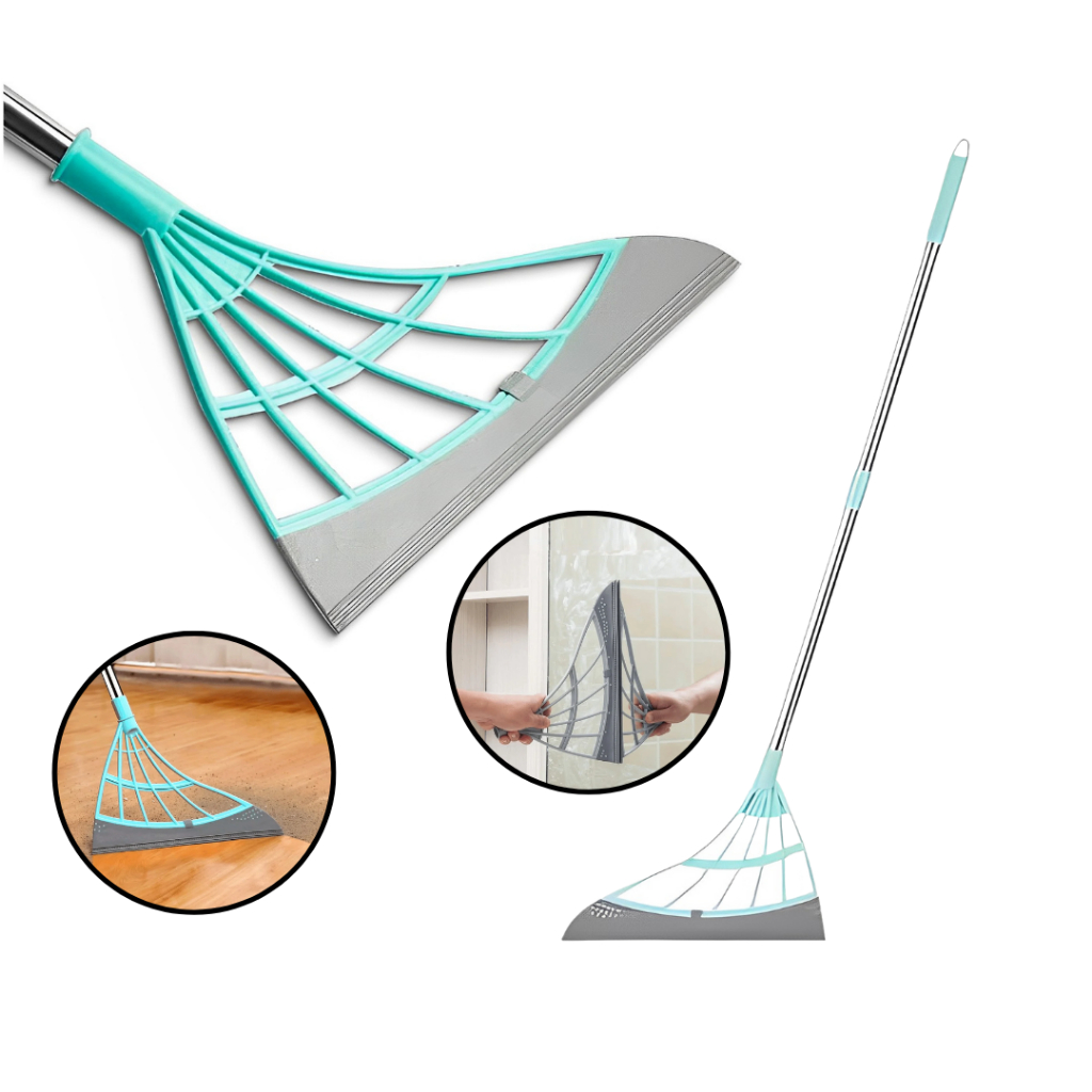 Vassoura mágica rodo mop tira sujeira limpa vidro esfrega cabo inox