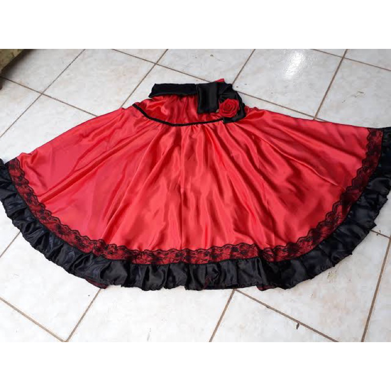 Saia Longa Saia Preta E Vermelha Pomba Gira Saia De Babado