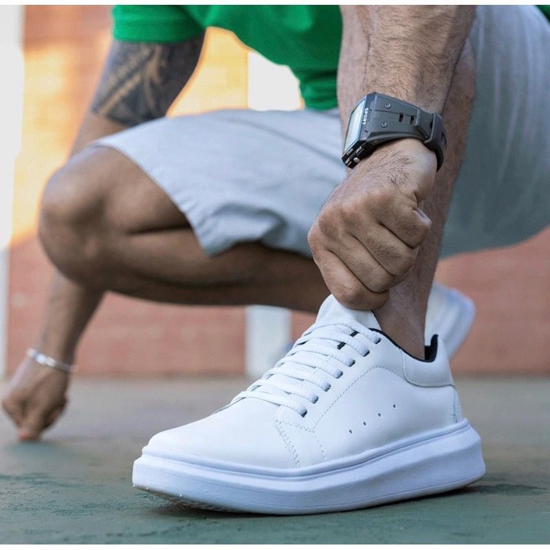 Tênis Branco Masculino De Fundo Macio, Tênis Esportivos Todos Os Jogos Da  Moda, Tênis De Skate Casual Masculino