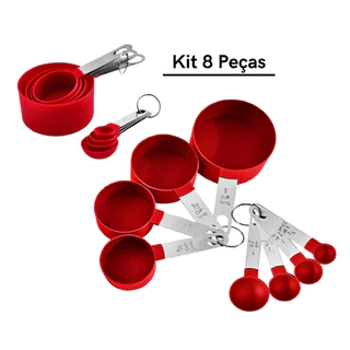 Kit de medidores para cozinha 8 Peças - Aço inox Nylon