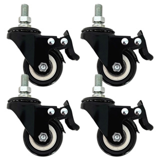 Rodinhas Kit 4 Rodízio Para Moveis Pesados Com Espiga Parafuso 10mm Com Trava Freio Super Resistente Suporta 140kg Cada
