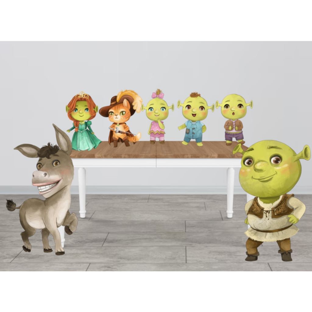shrek kit festa displays 2 de chao 4 de mesa | Shopee Brasil