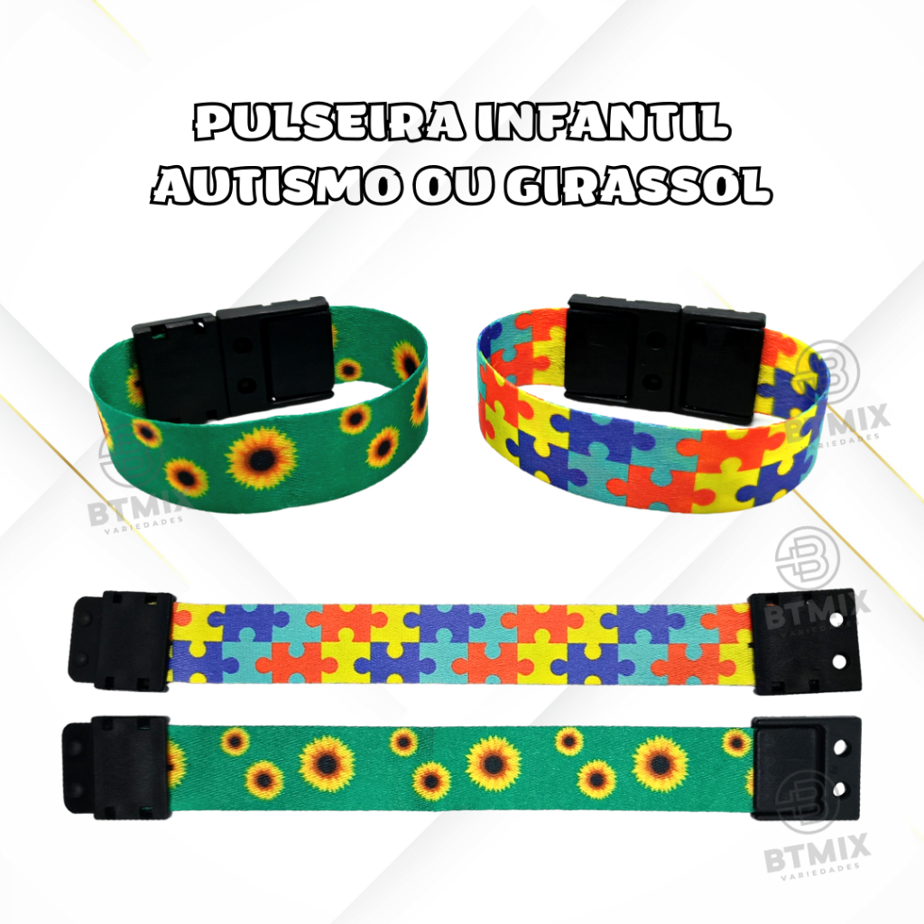 Pulseira Girassol ou Quebra Cabeça Identificação para Deficiências Ocultas e Autismo