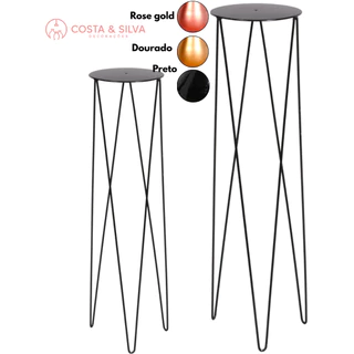 2 Suporte Para Vaso Tripé Plantas Chão Table 60cm E 45cm