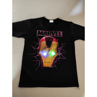 Camiseta Infantil Led Homem de Ferro Manga Curta Marvel