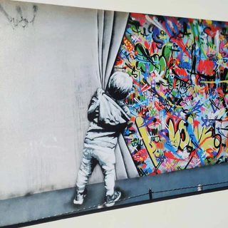 Quadro Decorativo Arte Moderna Grafite Kids Tela Acetinada
