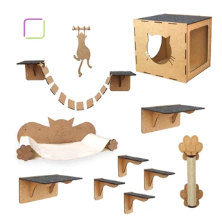 Melhores Kits Playgrounds para Gatos com Arranhador Nicho ponte Prateleira Comedouro brinquedo pet gatil de parede