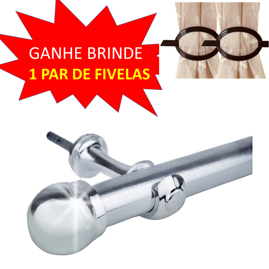 CONJUNTO varao 4,20 mts metros 28mm (GROSSO) para cortina em ALUMINIO INOX cromado prateado porta ou janela quarto sala