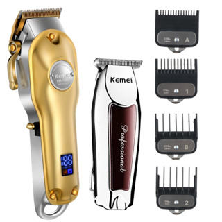 Kit Maquina Corte Profissional Barbeiro Kemei 1986 E Km9163 Maquina Cortar Cabelo
