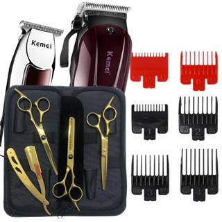 Kit3 Tesoura Profissional Barbeiro Máquinas Corte Acabamento