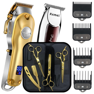 Kit Tesouras Barbeiro Profissional Máquinas Corte Acabamento Maquina de Cortar Cabelo