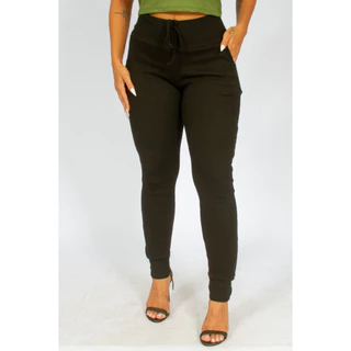 Kit 4 Calça Feminina Cintura Alta Jogger Malha Canelada Moletom