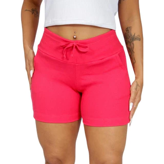 Kit 3 Short Feminino Cintura Alta Canelado Bermuda Canelada