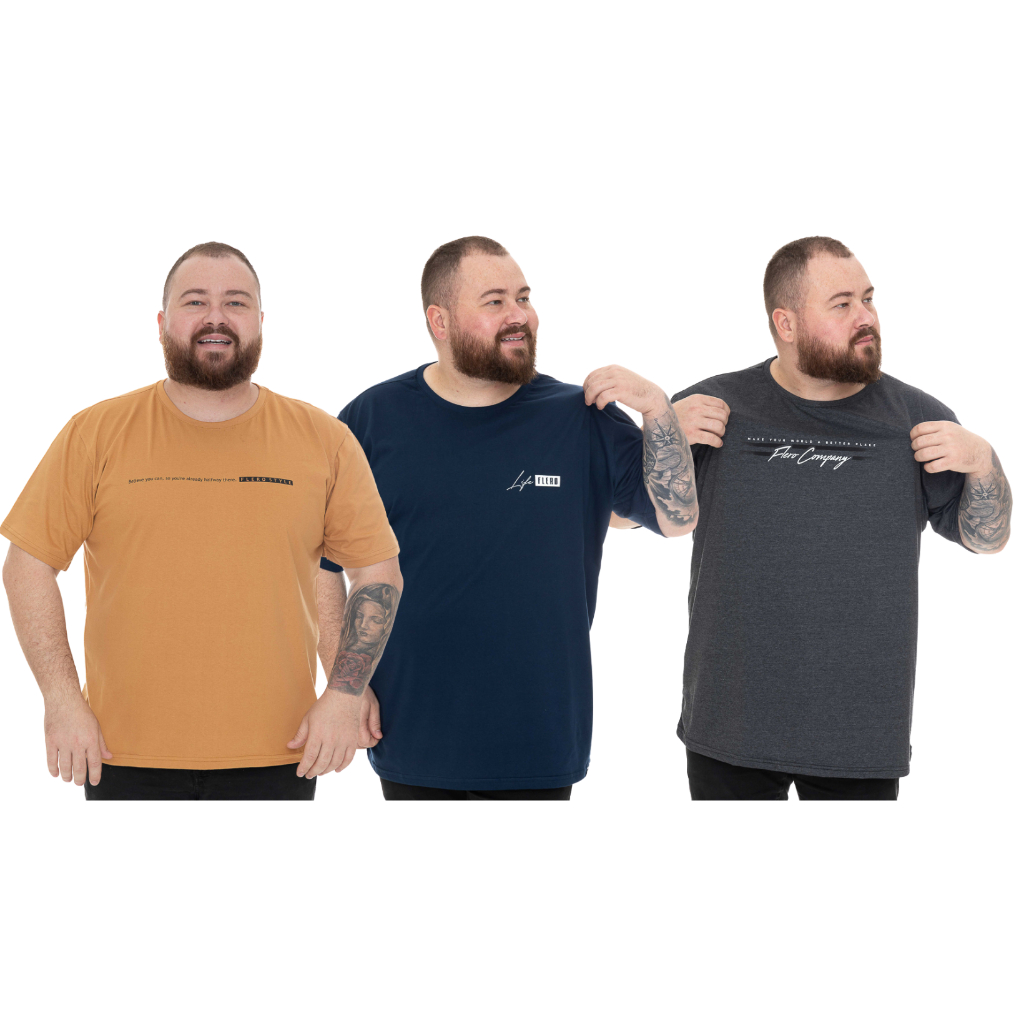 Kit 3 Camisetas Camisas Blusas Estampadas masculina Plus Size Tamanho ...