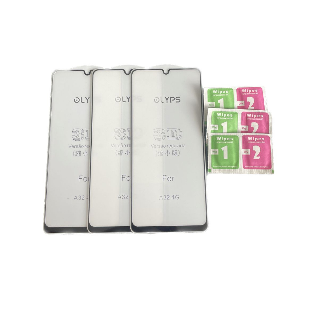 Conjunto de 3 Películas 3D para Galaxy A32 4G + Kits de Limpeza da Tela