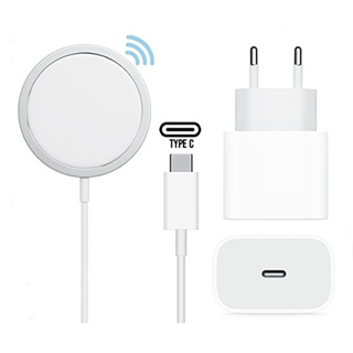 Carregador Magsafe Magnético Completo Sem Fio indução Para IPhone + Fonte Carregador Turbo Para iPhone 20W