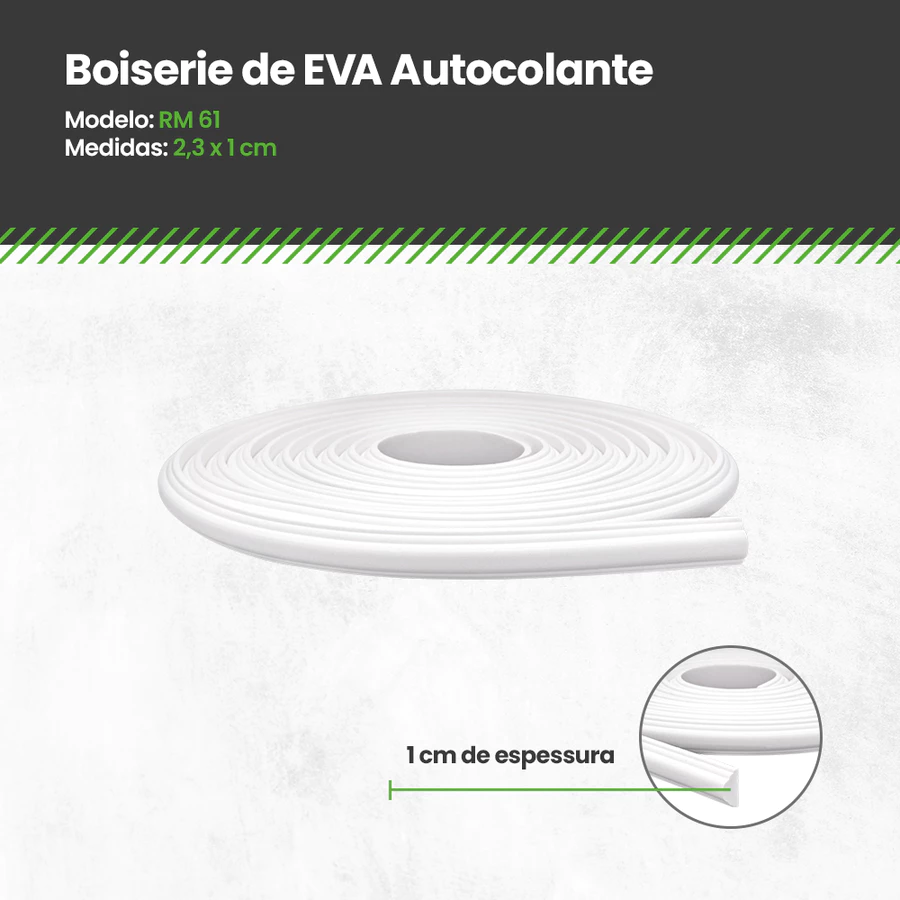 Boiserie 2,3x1cm Eva Flexível Autocolante 5 mts RM61 | Envio FULL — foto 3 de 4