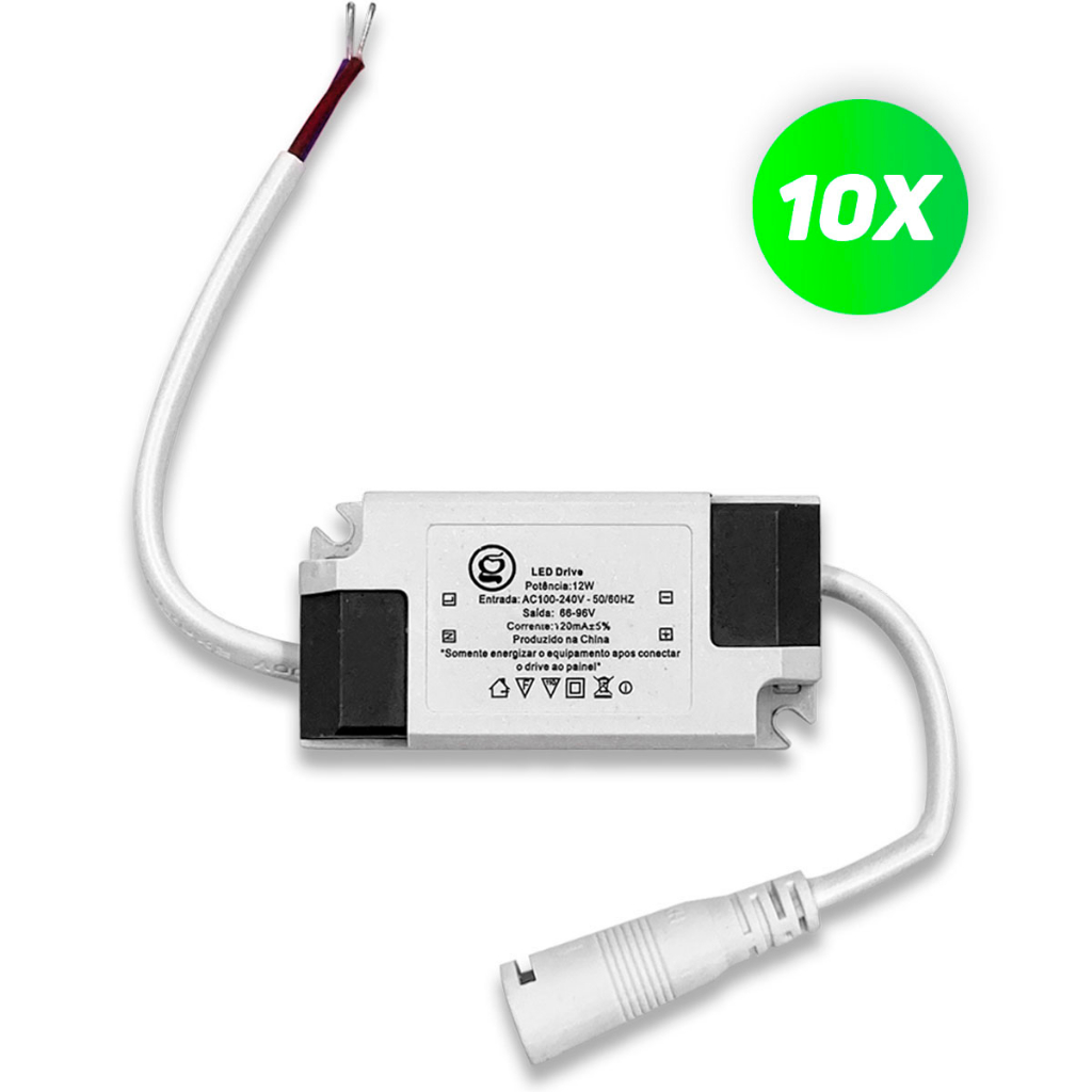 Kit 10 Reator Driver Para Painel Led Embutir Sobrepor 8w a 25w Bivolt