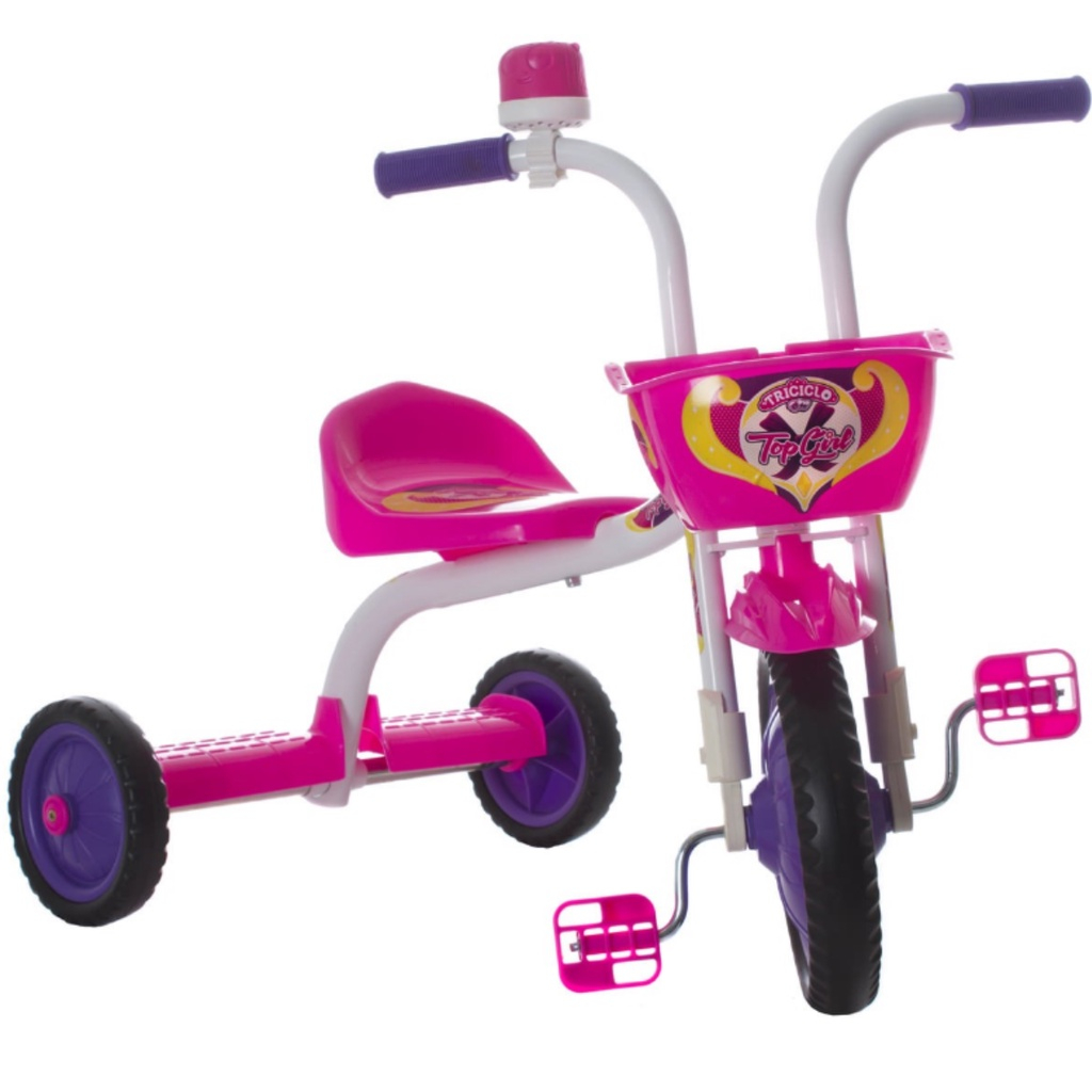 Triciclo Infantil com Empurrador Bandeirante Velobaby Rosa 207