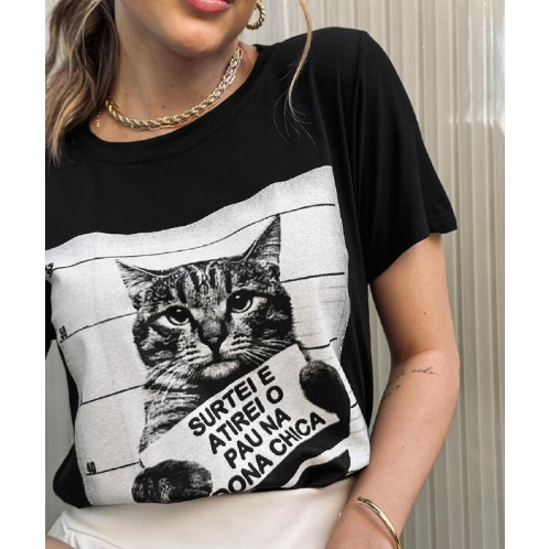 blusa feminina estampa gatinho lançamento