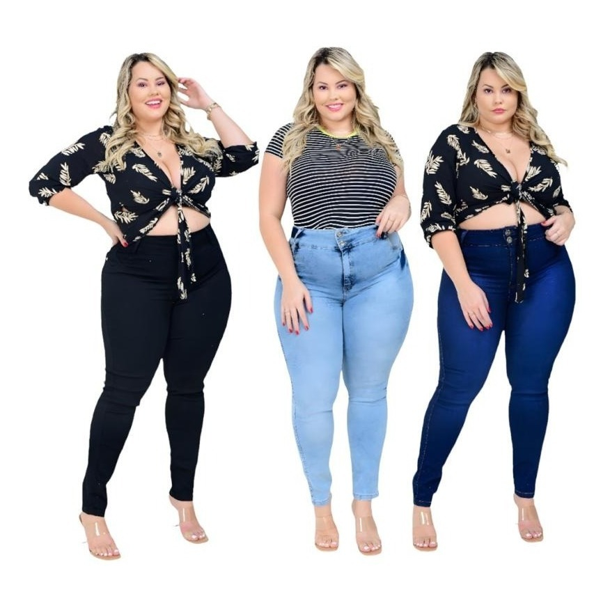 Calça Jeans Feminina Skinny Empina Bumbum Cintura Alta Cós Alto Preto novo