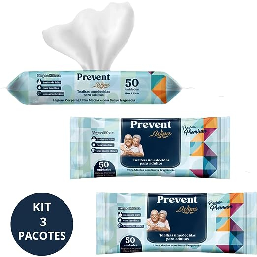 Kit 3 Lenco Umedecido Toalha Prevent Wipes Adulto Com 150 Unidades ...