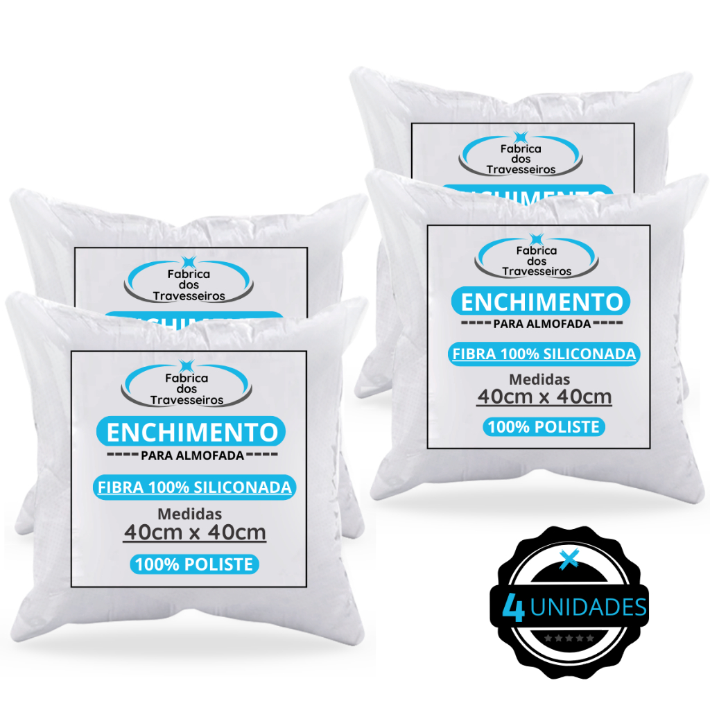 Kit 4 Enchimentos Refil Almofada 50x50 Fibra Siliconada