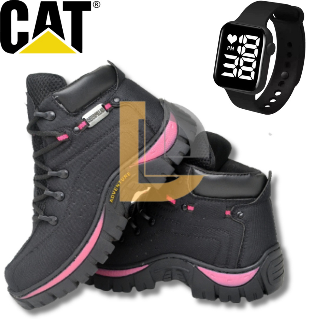 Bota Caterpillar de Couro Coturno Masculino Ref. 2064 Cor Black