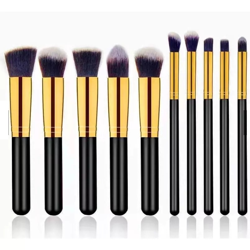 Kit 10 Pinceis Profissional Pincel Maquiagem Preto，rosa e Branco Disponível em três cores