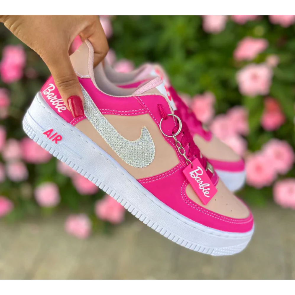 Tenis Nike Air Force Barbie Feminino Rosa Pink com Glitter Meninas Infantil e Adulto Super Promoção