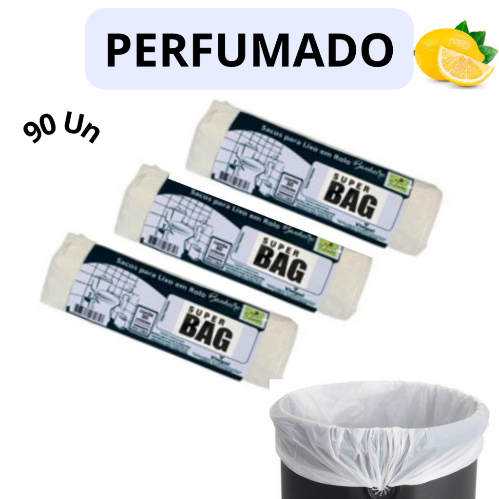 Kit 3 Saco De Lixo 90 Un Para Banheiro Perfumado Limão Anti Odor Econômico | Shopee Brasil