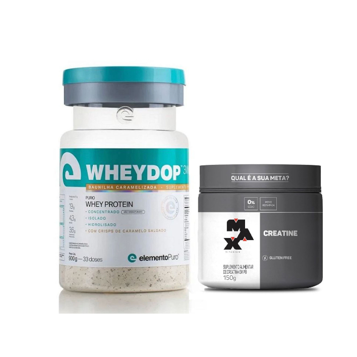 Whey Protein Wheydop 3w – 900g + Creatina – 150g – Max Titanium